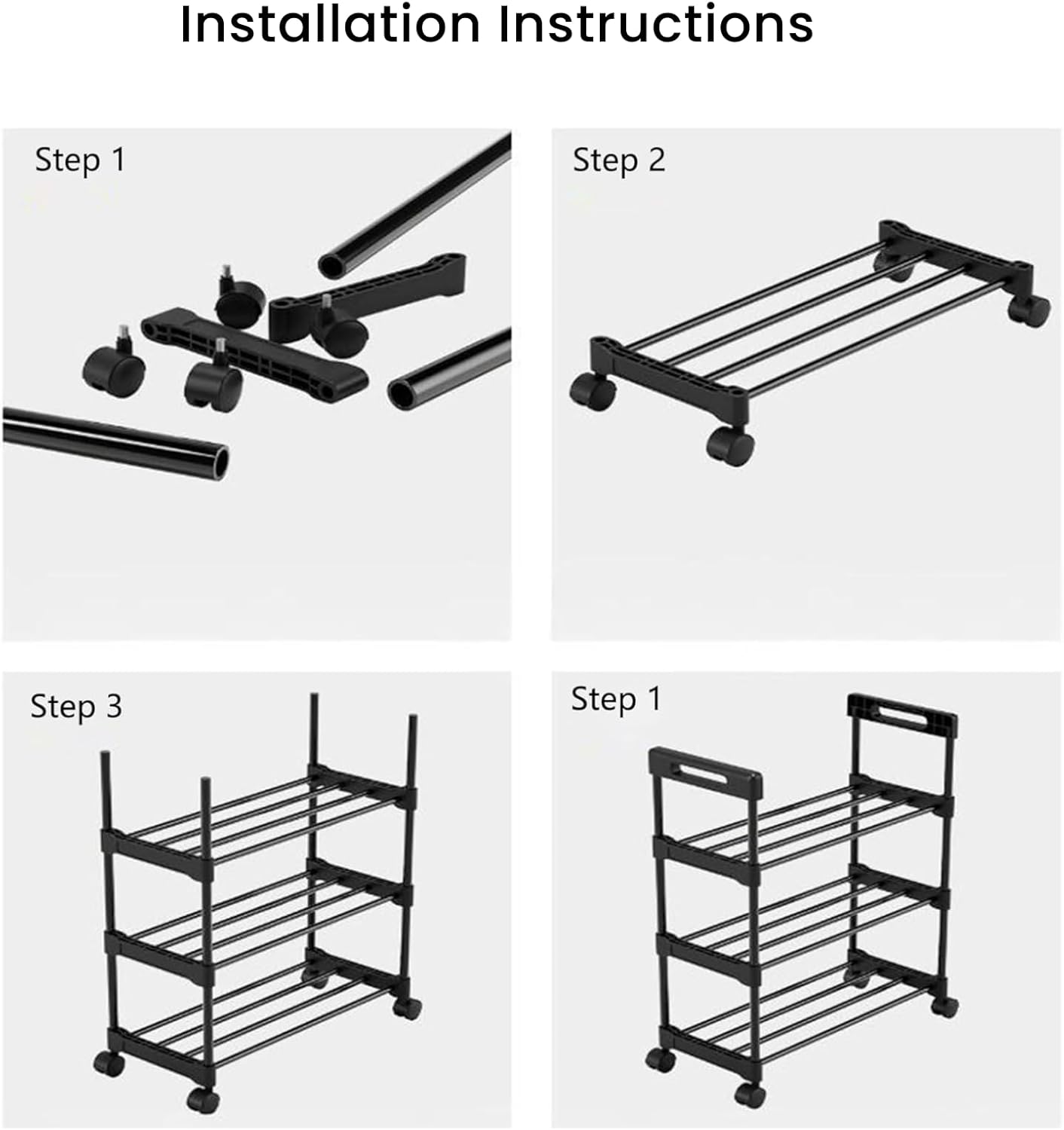 4-Tier Rolling Shoe Rack with Wheels – Space-Saving Shoe Organizer Shelf for Entryway, Bedroom, Living Room