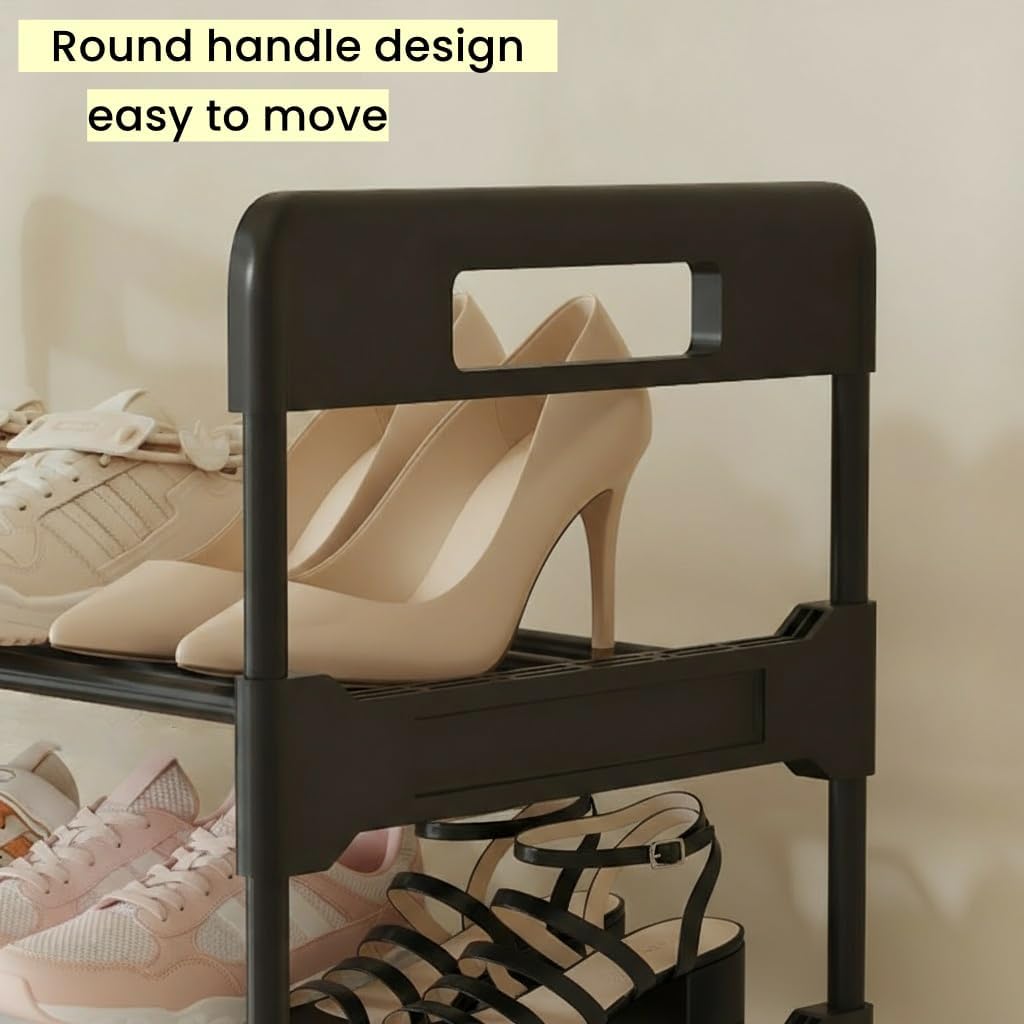4-Tier Rolling Shoe Rack with Wheels – Space-Saving Shoe Organizer Shelf for Entryway, Bedroom, Living Room