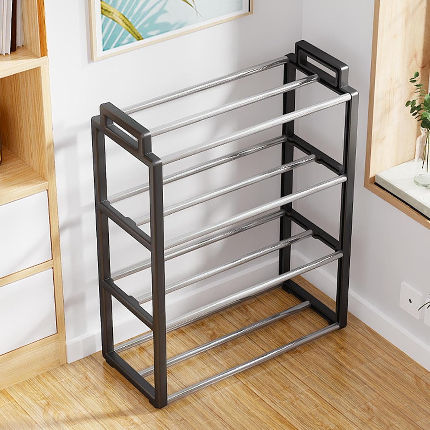 Multi-Purpose 3-Tier Shoe Rack Storage Organizer with Handles – Space-Saving and Durable Design